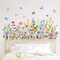 Colorful Floral Wall Decals Wildflowers Flower Wall Stickers Butterfly Green Plant (Flower)